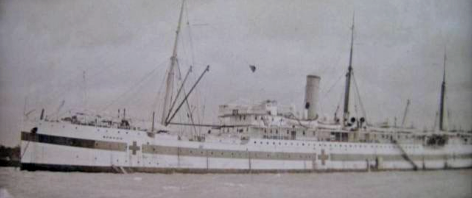 The hospital ship, Gascon, anchored off Gallipoli.